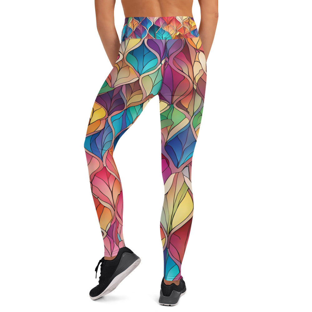 Vibrant Colorful Wave Yoga Leggings