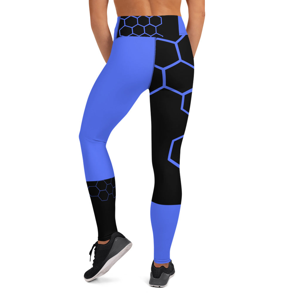 Carbon Blue Honeycomb Yoga Leggings