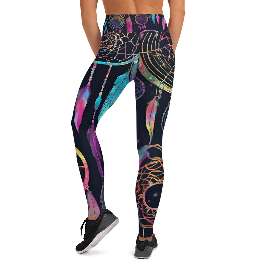 Black Dream Catcher Yoga Leggings