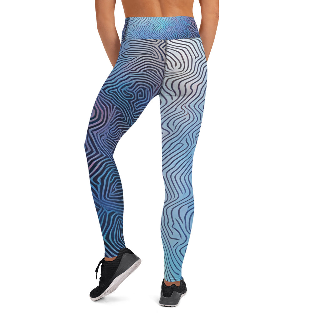 Blue Broken Glass Yoga Leggings