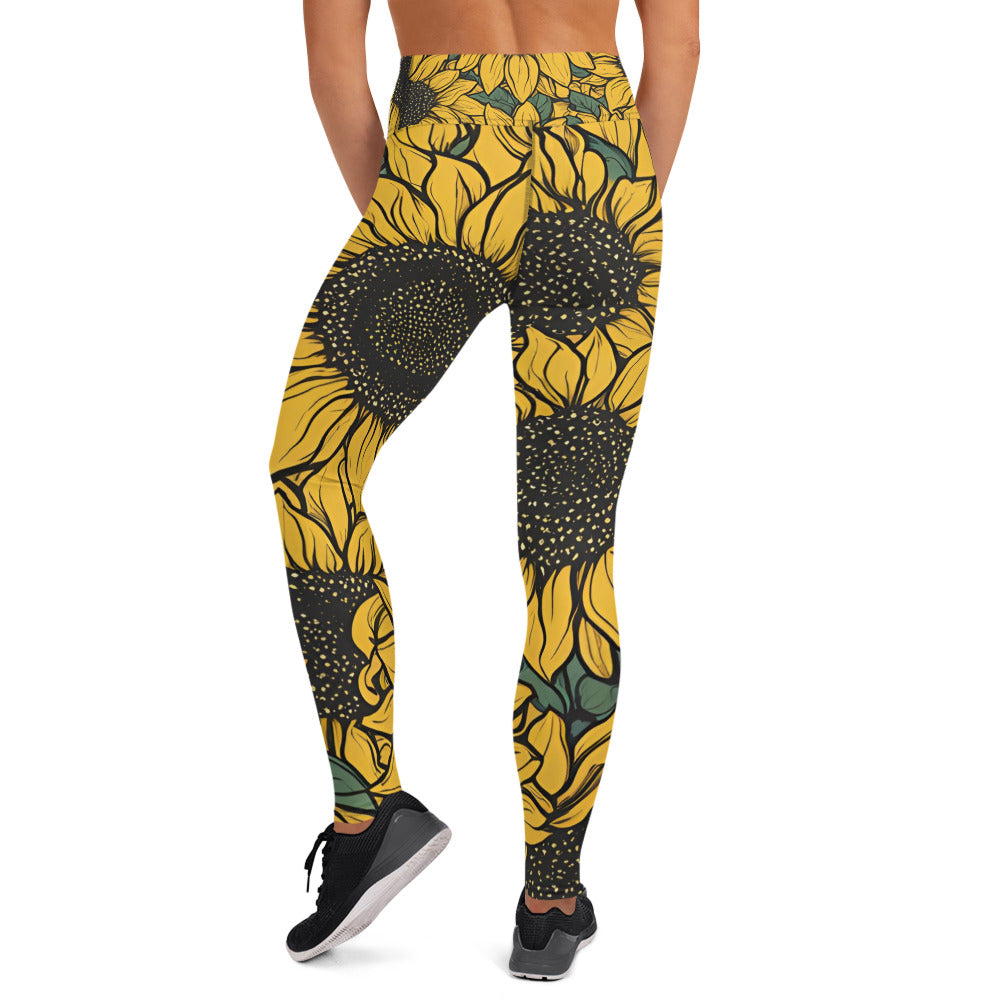 Large Sunflower Yoga Leggings