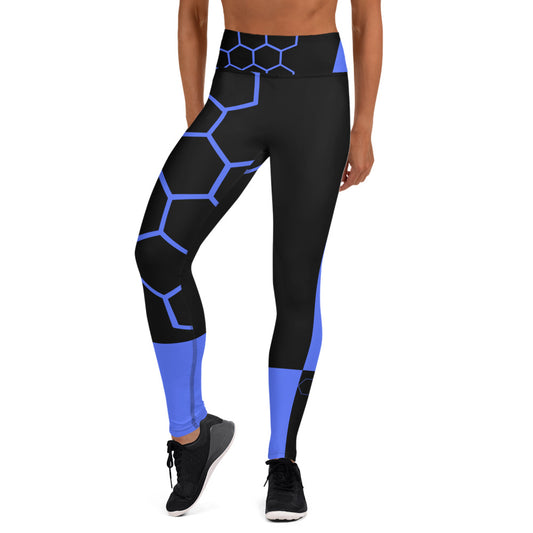 Carbon Blue Honeycomb Yoga Leggings