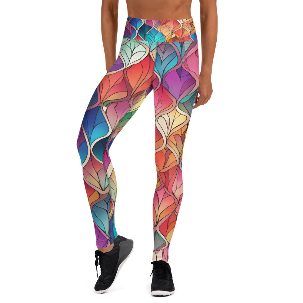 Vibrant Colorful Wave Yoga Leggings