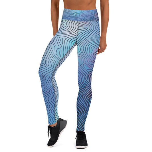 Blue Broken Glass Yoga Leggings