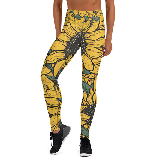 Large Sunflower Yoga Leggings