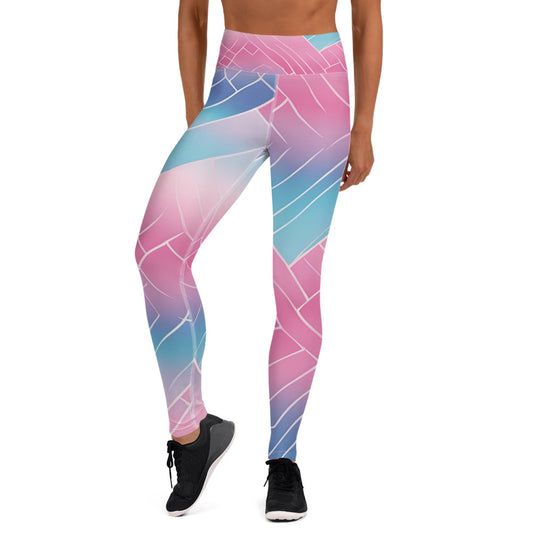 Pink and Blue Broken Glass Yoga Leggings