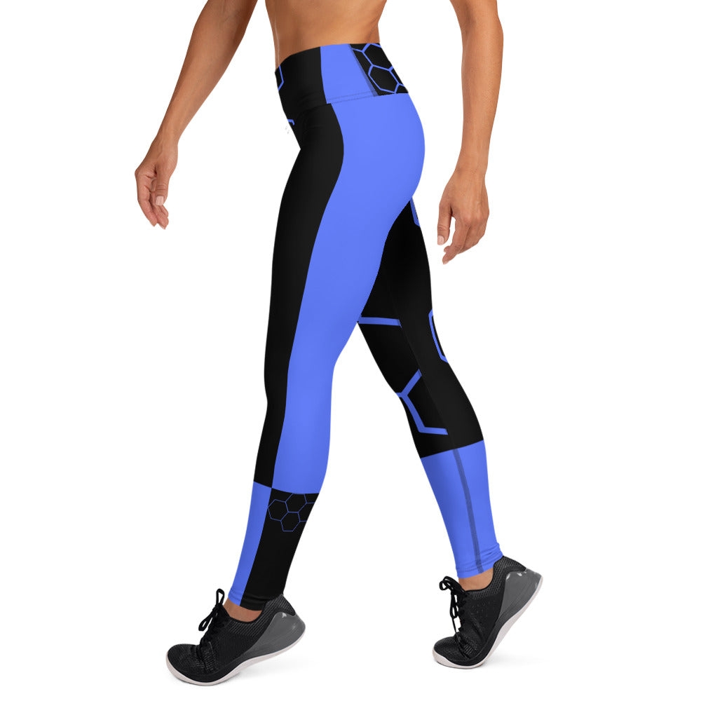 Carbon Blue Honeycomb Yoga Leggings