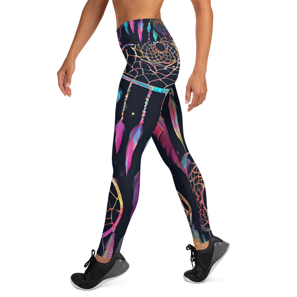 Black Dream Catcher Yoga Leggings