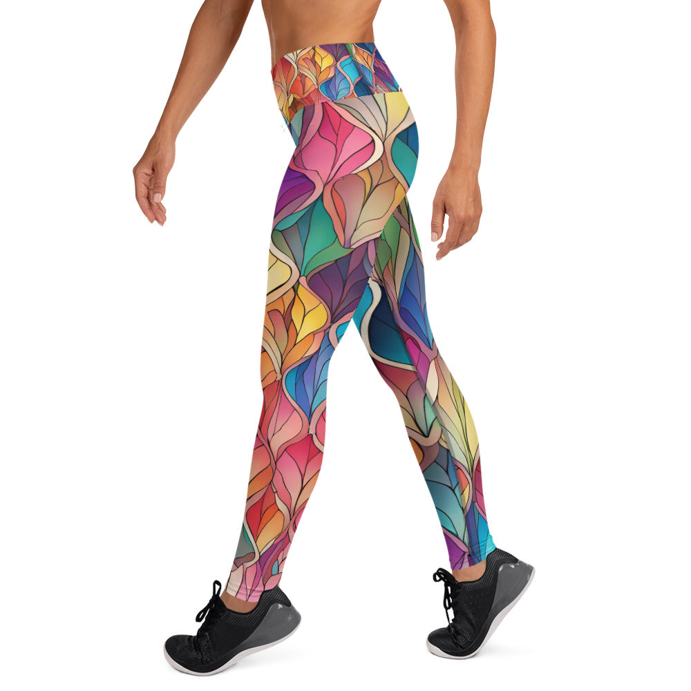 Vibrant Colorful Wave Yoga Leggings