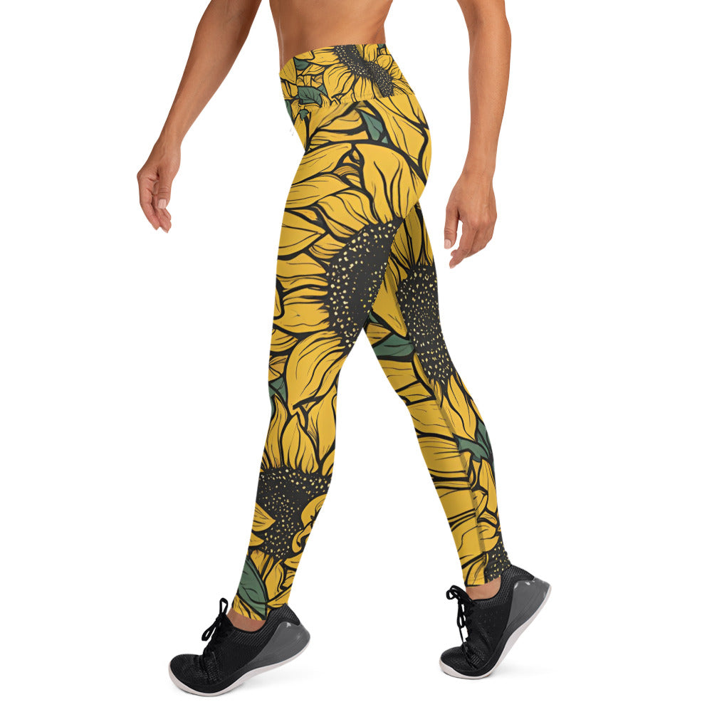 Large Sunflower Yoga Leggings