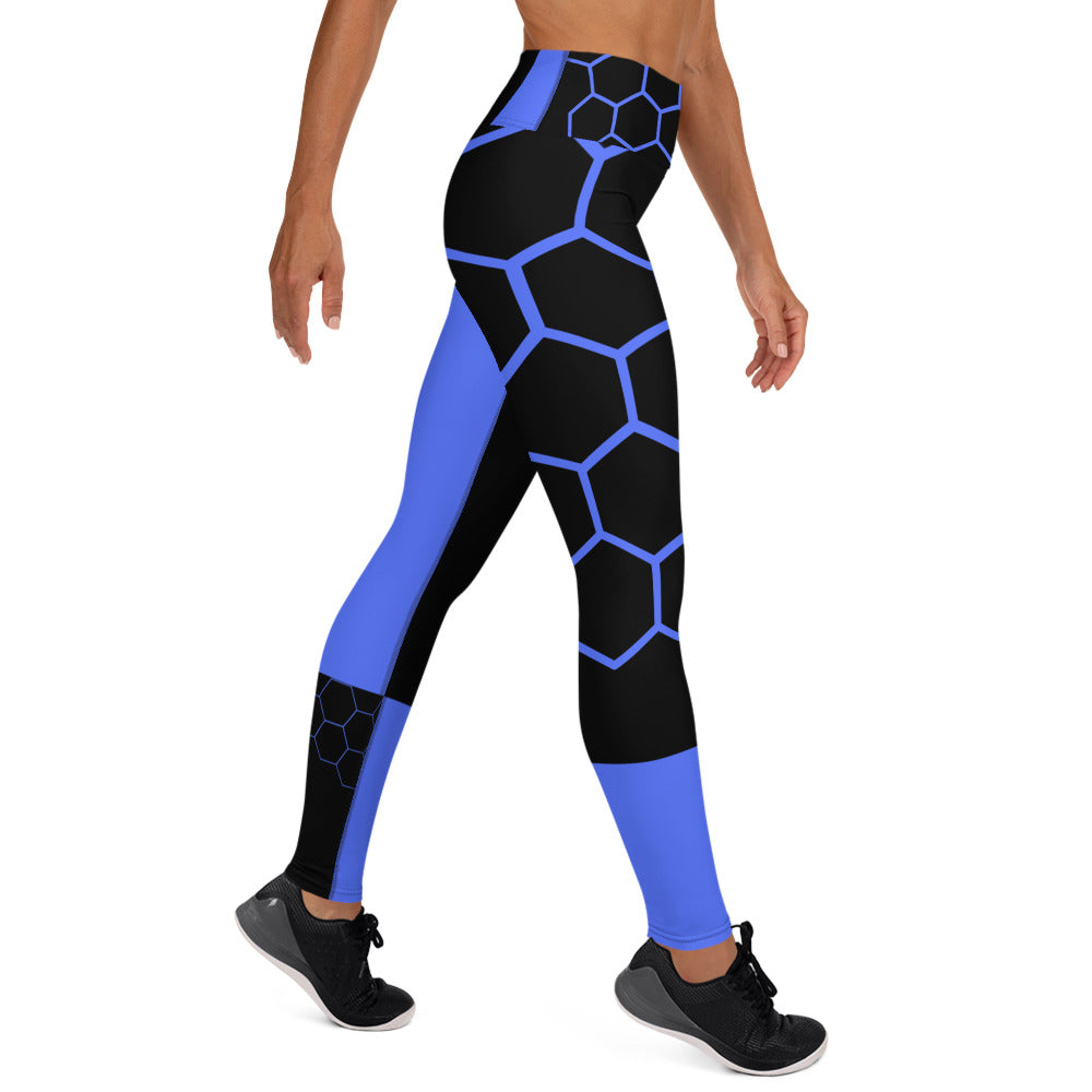 Carbon Blue Honeycomb Yoga Leggings