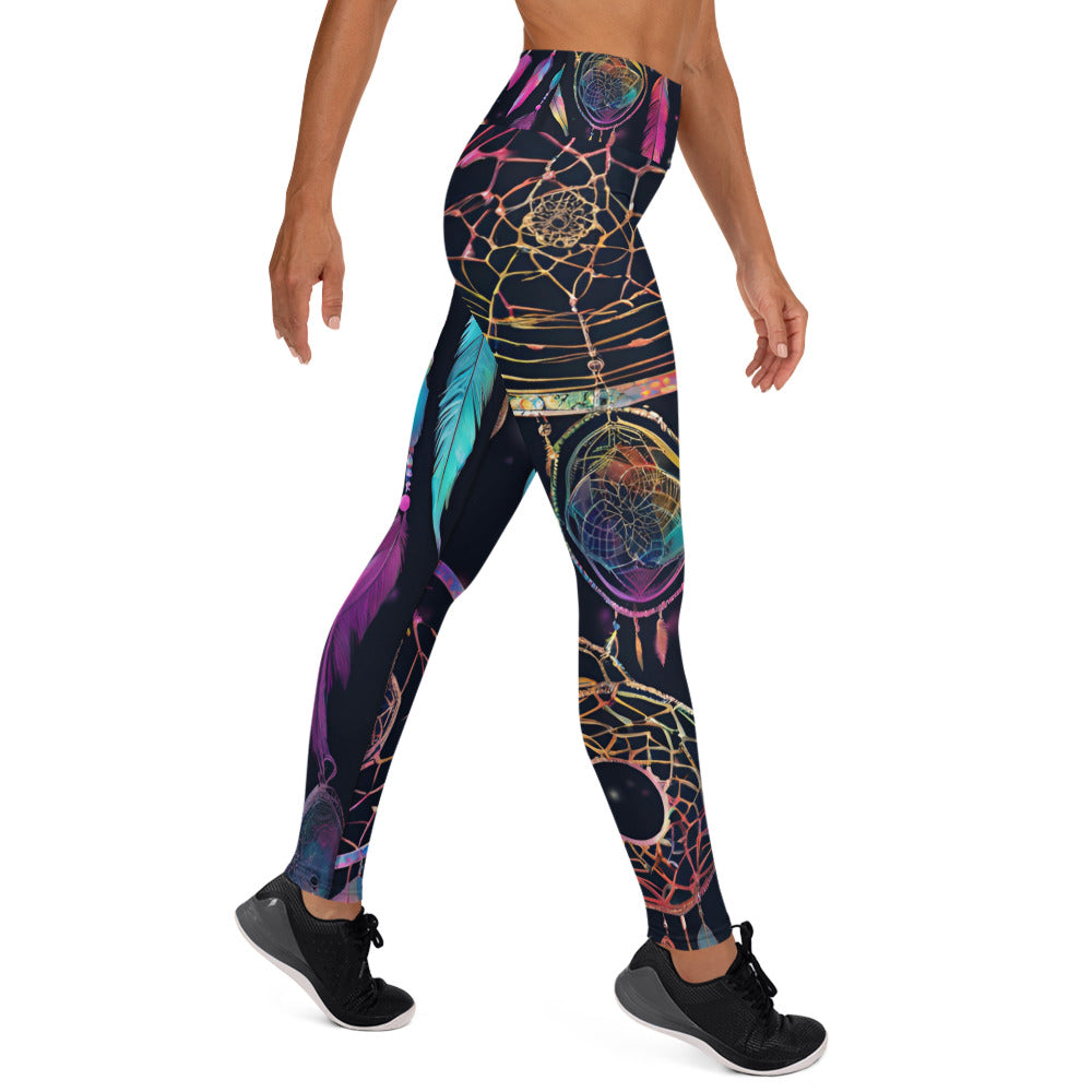 Black Dream Catcher Yoga Leggings