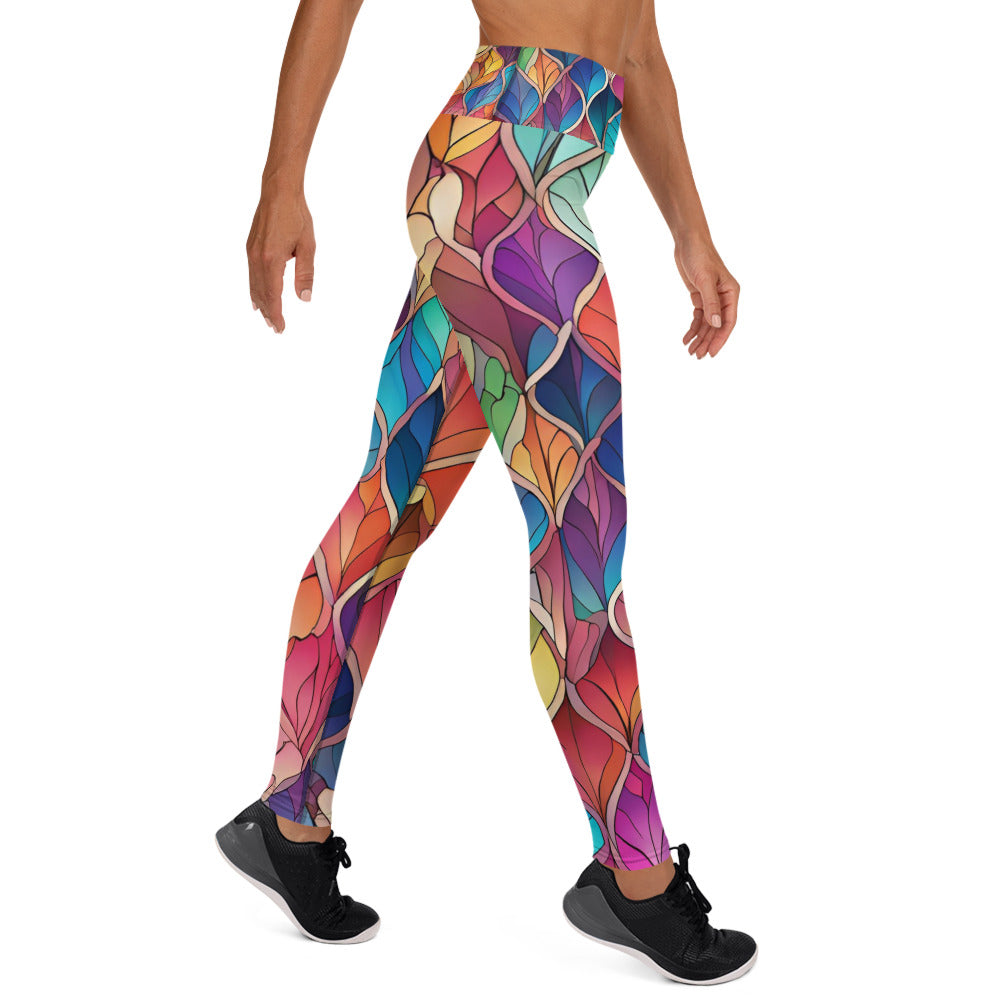 Vibrant Colorful Wave Yoga Leggings