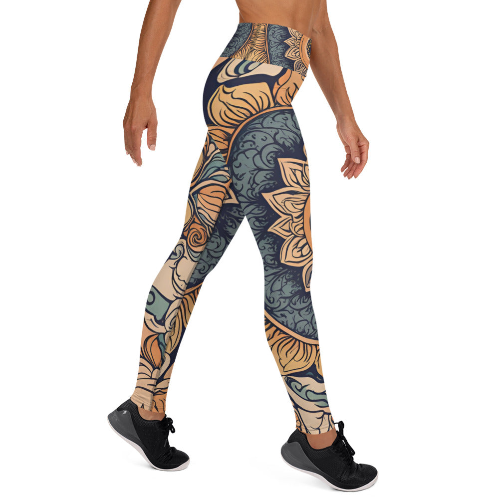 Oriental Lotus Flower Yoga Leggings