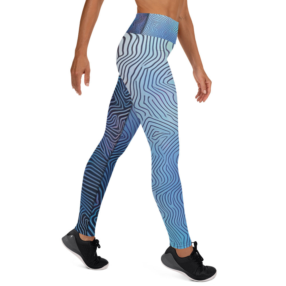 Blue Broken Glass Yoga Leggings