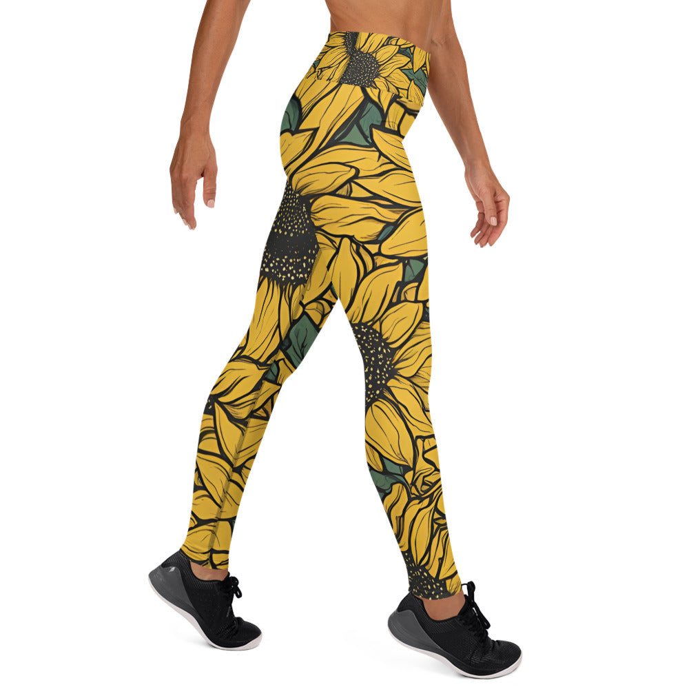 Large Sunflower Yoga Leggings